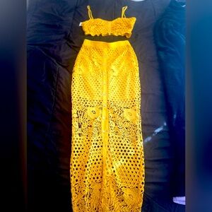 Yellow crop top with skirt
